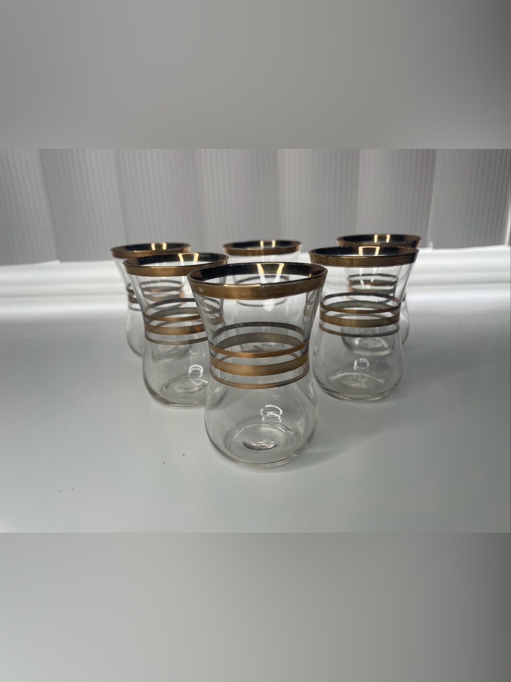 Set Of 6 Vintage Gold Accent Glasses Turkish Tea Set Vintage Glass Clean No Chip